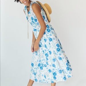 Caron Callahan Palms Dress in White Poppy